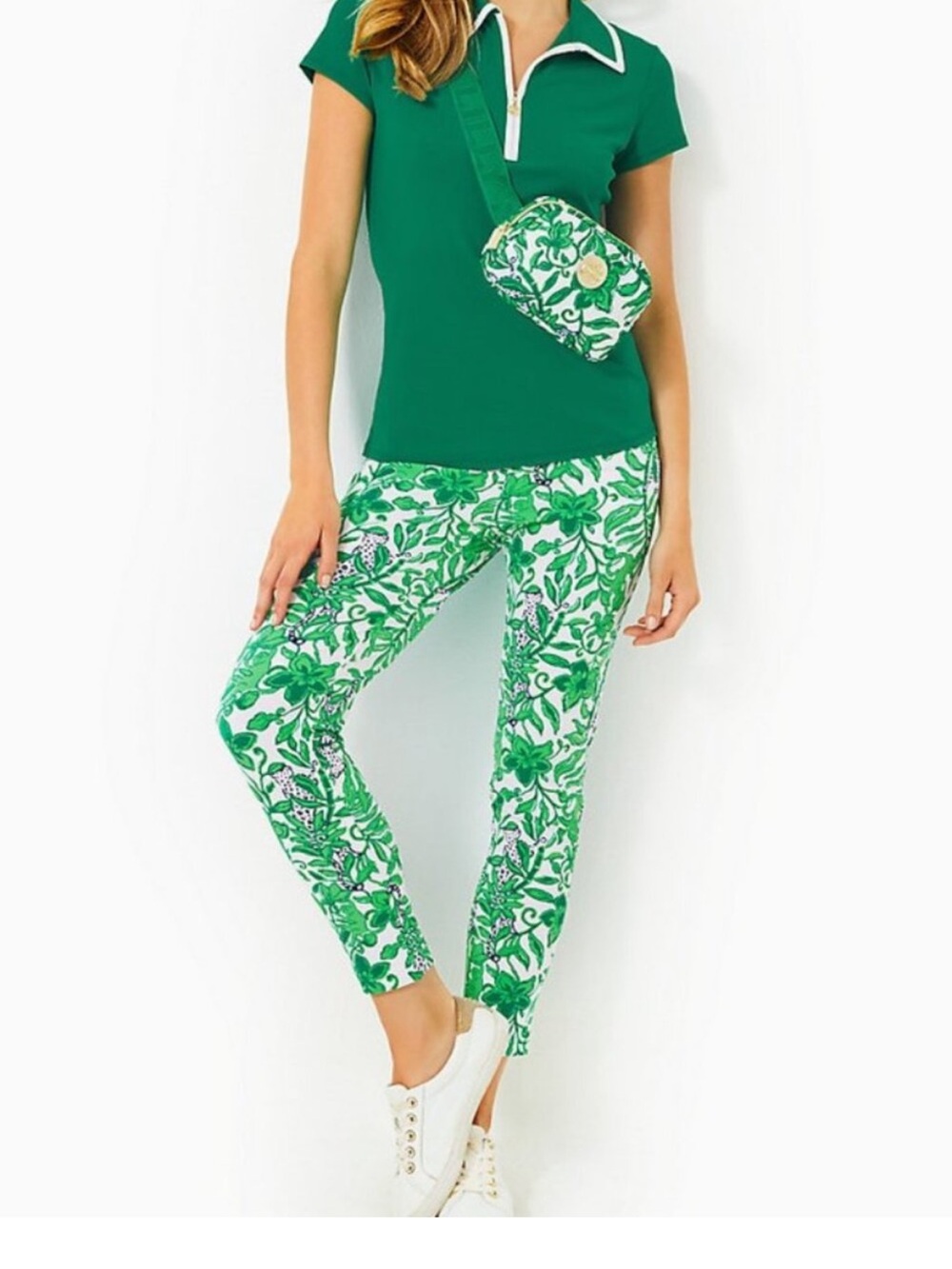 Lilly Pulitzer Green Floral Cropped Jogger Pants